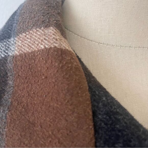 Elevenses Anthropology Peacoat Size Small Plaid Wool Blend Wide Sleeve - Picture 6 of 11